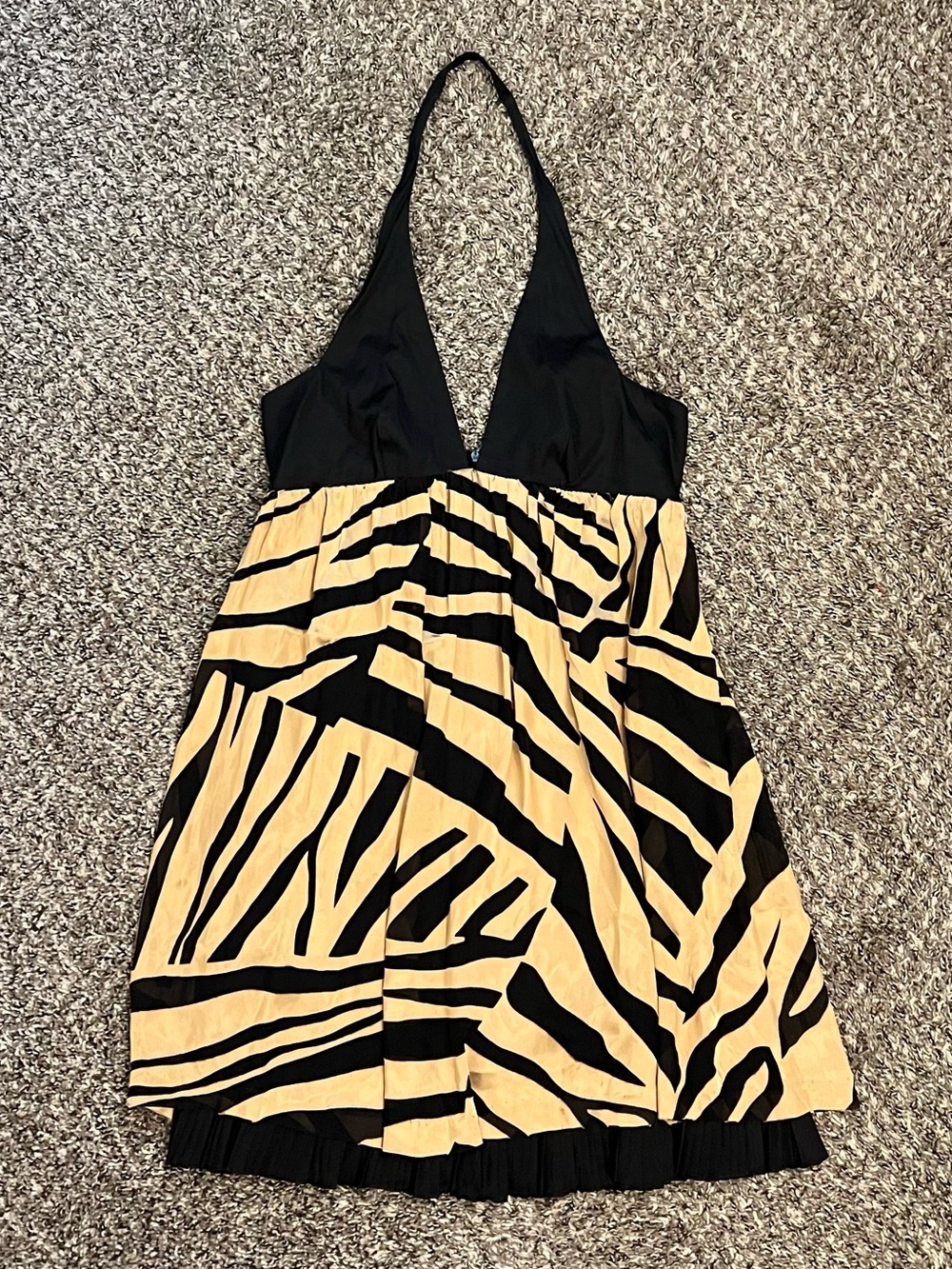 NWT Y2K Arden B silk babydoll zebra print halter dress 2000’s Tuscan going out